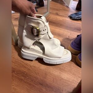 A.S.98 Cream Sandals with Buckle